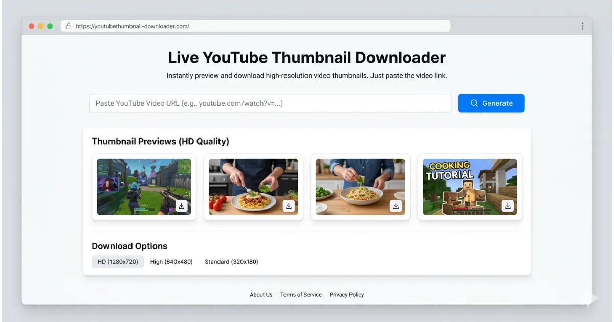 Live YouTube thumbnail downloader